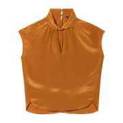 Mouwloze blouse met knoopdetail Luisa Cerano , Orange , Dames