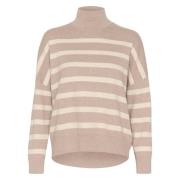 Gestreepte Turtleneck Pullover - Zandgrijs InWear , Beige , Dames