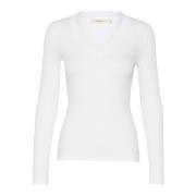 V-hals Lange Mouw Top Puur Wit InWear , White , Dames