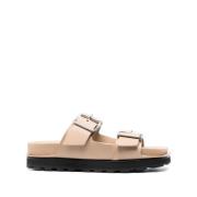 Khaki Dubbele Gesp Leren Sandalen Jil Sander , Green , Heren