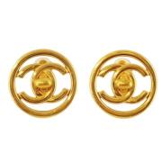 Pre-owned Metal earrings Chanel Vintage , Yellow , Dames