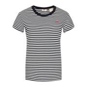 Gestreepte Perfecte Tee voor Vrouwen Levi's , Black , Dames