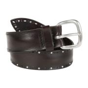 Studded Soft Bull Leather Belt Orciani , Brown , Heren