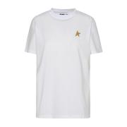 Witte Katoenen T-Shirt met Glitter Sterrenprint Golden Goose , White ,...