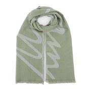 Geweven Wollen Sjaal met Franjes Marc Cain , Green , Unisex