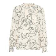 Gedrukte blouse met pofmouwen InWear , Beige , Dames