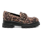 Leopard Print Loafers AGL , Brown , Dames