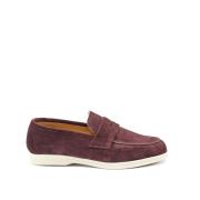 Minimal Loafer met Laser-Cut T Logo Testoni , Purple , Dames