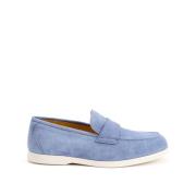 Casual Suede Boot Loafers Testoni , Blue , Dames