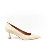 Tijdloze Lady Calf Pump met T Logo Testoni , Beige , Dames