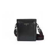 Cross Body Tas met Metalen Personalisatie Testoni , Black , Dames