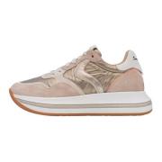 Leather and technical fabric sneakers Melany. Voile Blanche , Pink , D...