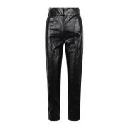 Glanzende Leren Effect Rechte Broek Federica Tosi , Black , Dames