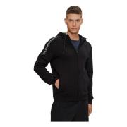 Zwarte Full-Zip Hoodie Trui Emporio Armani EA7 , Black , Heren