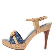 Pre-owned Denim sandals Louis Vuitton Vintage , Beige , Dames