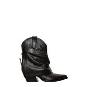 Zwarte Leren Texano Laarzen Elena Iachi , Black , Dames