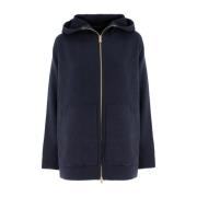 Zachte Hoodie met Gouden Rits Fabiana Filippi , Blue , Dames