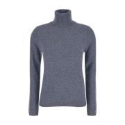 Cashmere High Neck Sweater Grey Plain Units , Gray , Dames