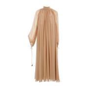 Zijden Georgette Maxi Jurk Chloé , Brown , Dames