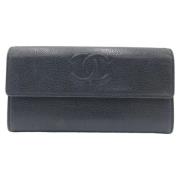 Pre-owned Leather wallets Chanel Vintage , Black , Dames