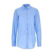 Klassieke Blauwe Overhemd Lange Mouwen Plain Units , Blue , Dames