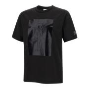 Zwarte Katoenen T-shirt met Verf Logo Iceberg , Black , Heren