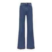 Wijd Uitlopend Katoen Denim Jeans Blauw Ami Paris , Blue , Dames