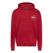 Rode Hoodie Streetwear Stijl Tommy Hilfiger , Red , Heren