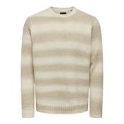 Gradient Crew Knit Sweater Only & Sons , Beige , Heren