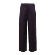 Blauwe Twill Weave Straight Leg Broek Forte Forte , Blue , Dames