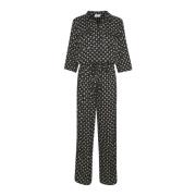 Zwart Stropdas/Punt Jumpsuit Broek Kaffe , Black , Dames