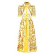 Majolica Print Katoenen Overhemdjurk Dolce & Gabbana , Yellow , Dames