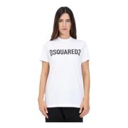 Wit T-shirt met Maxi Logo Print Dsquared2 , White , Dames