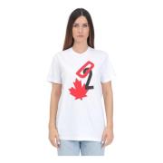 Wit Logo Print T-shirt Dsquared2 , White , Dames