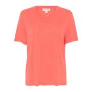 Koraal Loose Fit V-hals Top Soaked in Luxury , Orange , Dames