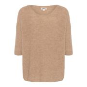 Relaxte Silhouet 3/4 Mouw Jumper Soaked in Luxury , Brown , Dames