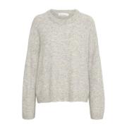 Oversize Oneck Trui Opal Gray Melange Karen by Simonsen , Gray , Dames