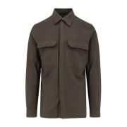 Flanellen Shirt met Verborgen Knoopsluiting Rick Owens , Green , Heren