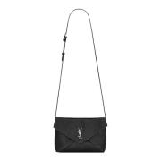 Monogram Leren Schoudertas Saint Laurent , Black , Heren