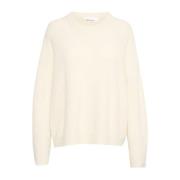 Oversize Oneck Gebreide Trui Egret Melange Karen by Simonsen , Beige ,...