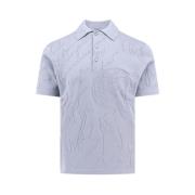 Zijden Katoenen Polo Shirt Geribbelde Kraag Berluti , Blue , Heren