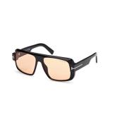 Glanzend Zwart Bruin Zonnebril Model Ft1101 Tom Ford , Black , Heren