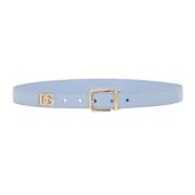 Logo Plaque Riem Goudkleurige Hardware Dolce & Gabbana , Blue , Dames