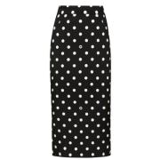 Polka Dot Zijden Pencil Rok Dolce & Gabbana , Black , Dames