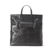 Leren Shopper Tas met Voorvak Iceberg , Gray , Dames