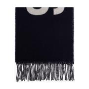 Lécharpe Fringe Logo Sjaal Jacquemus , Blue , Dames