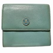 Pre-owned Leather wallets Chanel Vintage , Blue , Dames