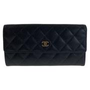 Pre-owned Leather wallets Chanel Vintage , Black , Dames