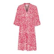 Luipaardprint Jurk met Ruchedetails Saint Tropez , Red , Dames