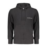 Zwarte hoodie met rits en logo Calvin Klein , Black , Heren